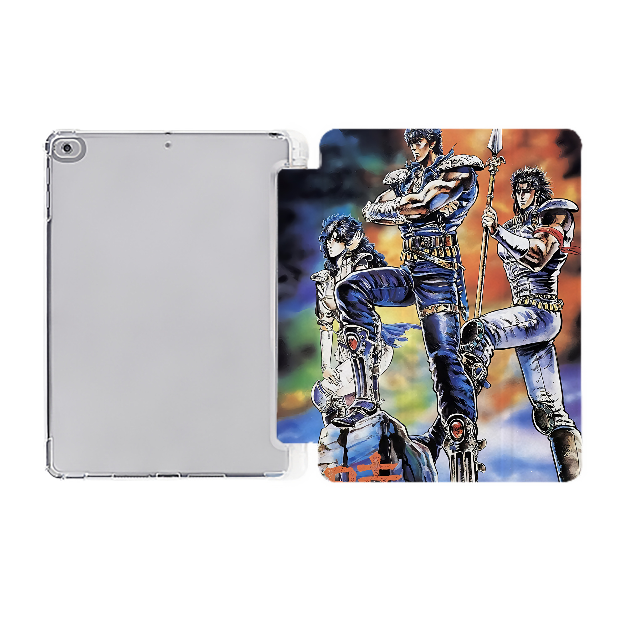 （画像用） 北斗の拳 Fist of the North Star IPad ケース ペン収納付き 三つ折りスタンド PUレザー×シリコン 対応機種9.5/10.5/10.9インチ